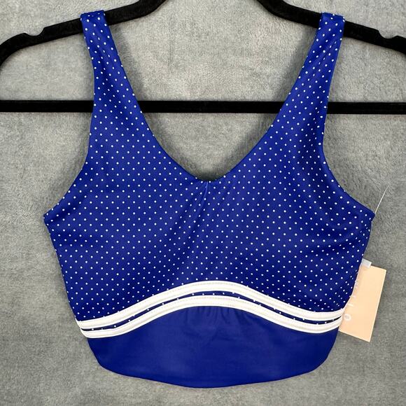 Wilo Sports Bra Women Extra Small Blue White Polka Dot Contour Padded Gym Active - Picture 1 of 11